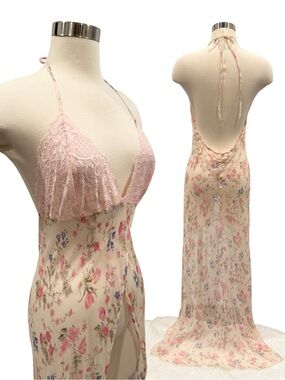 🌺SOLD🌺 2004 Victoria’s Secret Silk Sheer Floral Maxi Gown Vintage Slip Dress